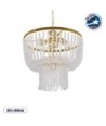 GLOBOSTAR® CRYSTAL 203-0028 Κλασικό Κρεμαστό Φωτιστικό Οροφής με Ντουί 3 x E27 AC 220-240V IP20 - Χρυσό & Διάφανο - Μ41 x Π41 x Υ40cm